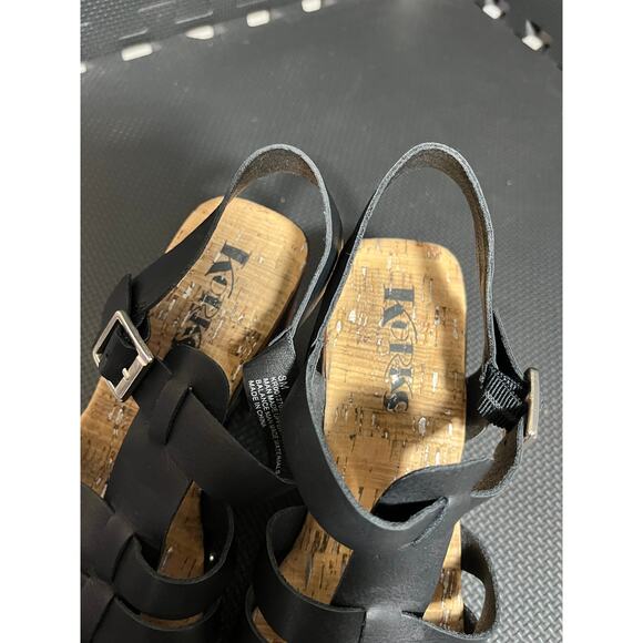Korks Whitney Platform Sandal Women’s Black Wood‎ Grain Studded Fisherman Size 8 - Picture 6 of 8